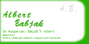 albert babjak business card